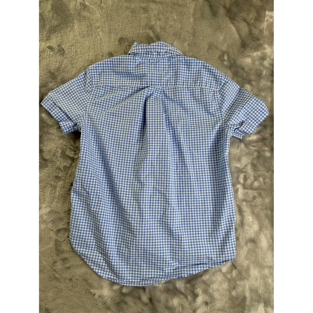 Ralph Lauren Button-Up Size 7 Blue Cotton Blend Short Sleeves